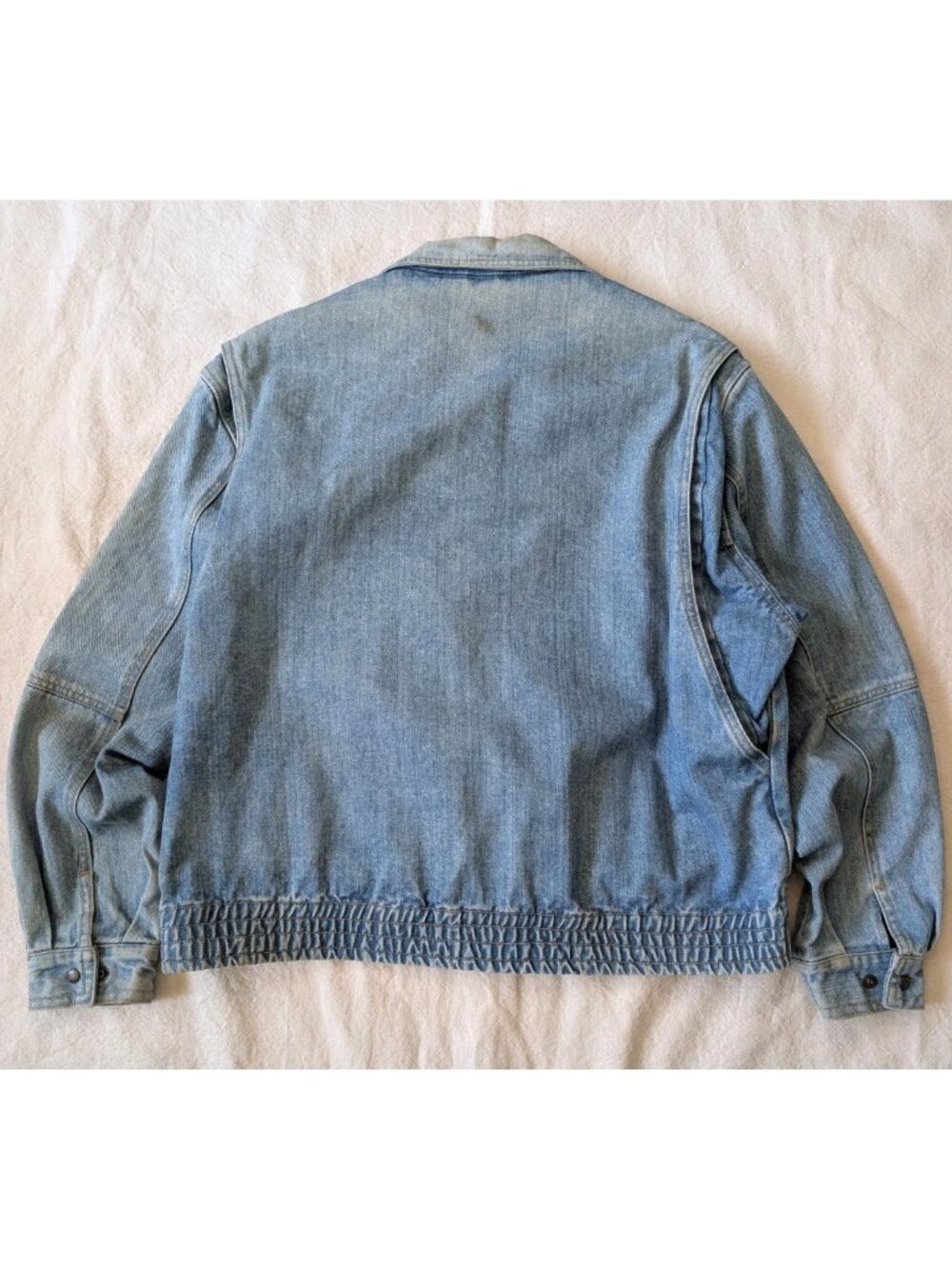 Vintage 80s Snoopy Honda Biker Denim Patch Jacket Wrangler Pocket Full Zip Large - Picture 3 of 12